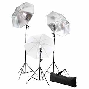 Foto studio set s lampami, deštníky, pozadím a odraznou deskou - obrázek 2