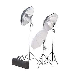 Foto studio set s lampami, deštníky, pozadím a odraznou deskou - obrázek 3