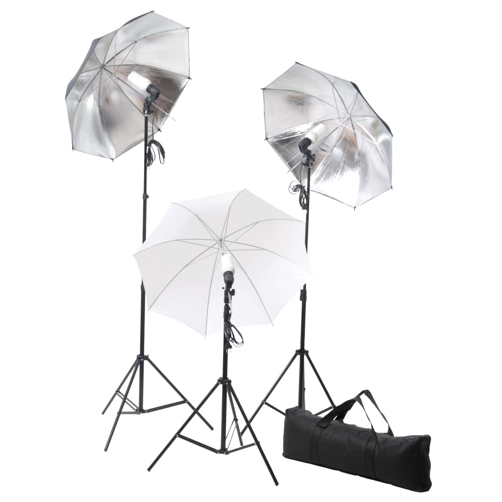 Foto studio set s lampami, deštníky, pozadím a odraznou deskou