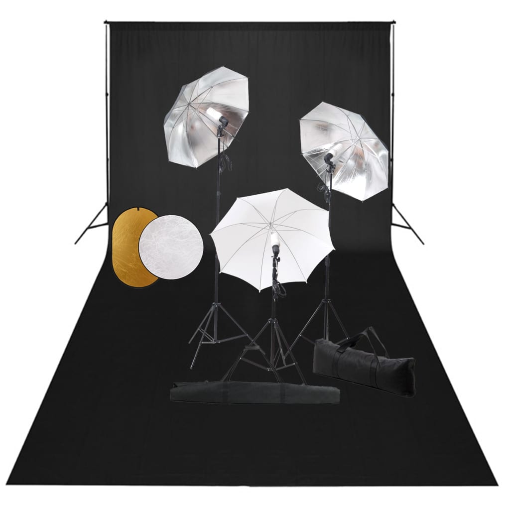 vidaXL Fotostudio-Set mit Leuchten, Schirmen, Hintergrund, Reflektor