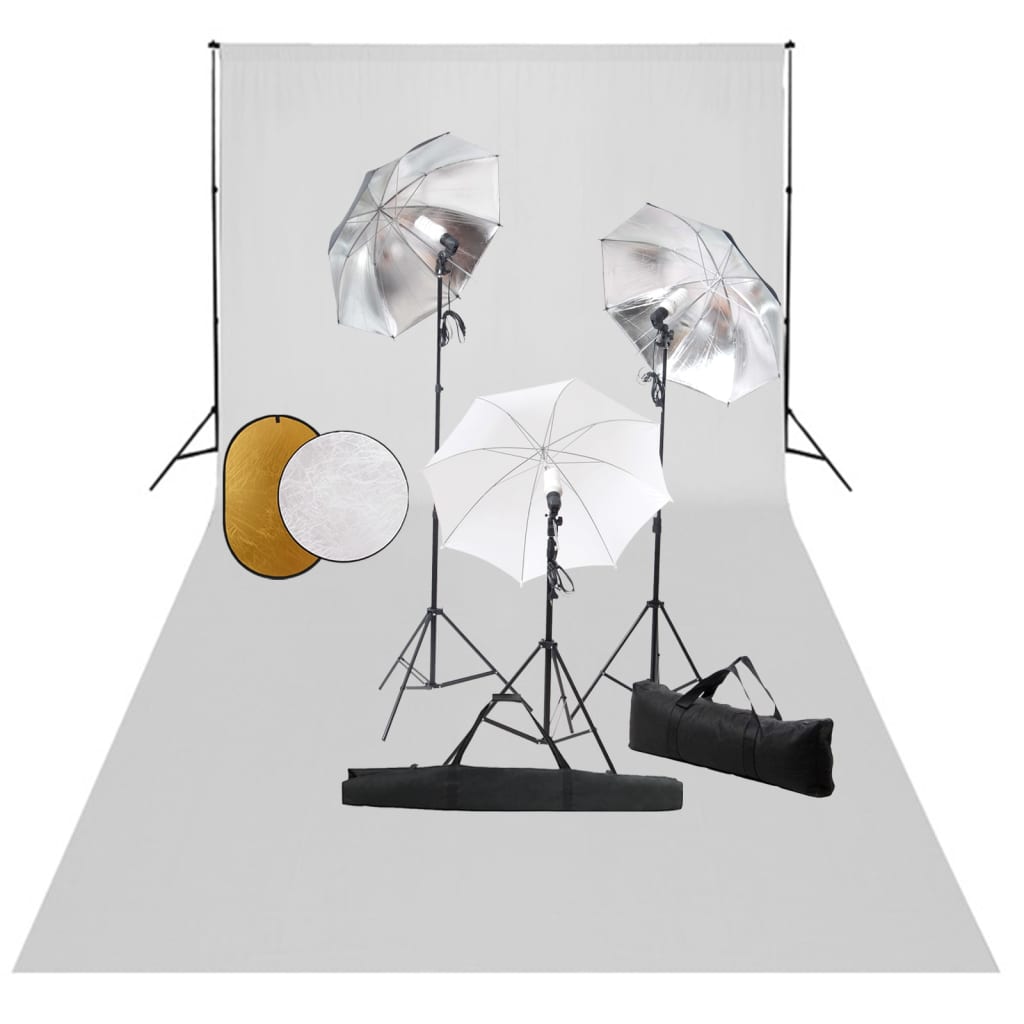 Fotografska oprema: svjetla, kišobrani, pozadina i reflektori