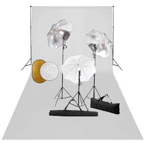 Foto studio set s lampami, deštníky, pozadím a odraznou deskou - obrázek 1