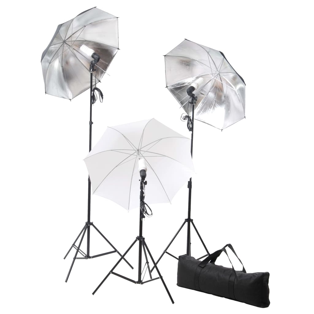 vidaXL Fotostudioset met lampen, paraplu's, achtergrond en reflector afbeelding