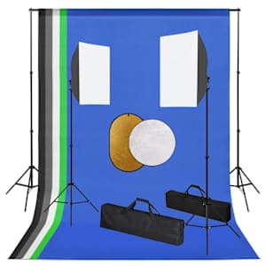 vidaXL fotostuudiokomplekt valgustuse, taustapildi ja reflektoriga