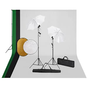 vidaXL fotostuudiokomplekt lambid, taustapilt ja reflektor