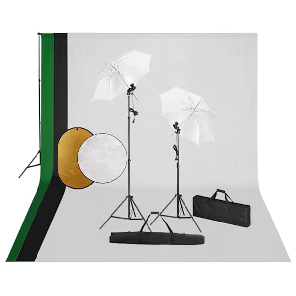 vidaXL fotostuudiokomplekt lambid, taustapilt ja reflektor