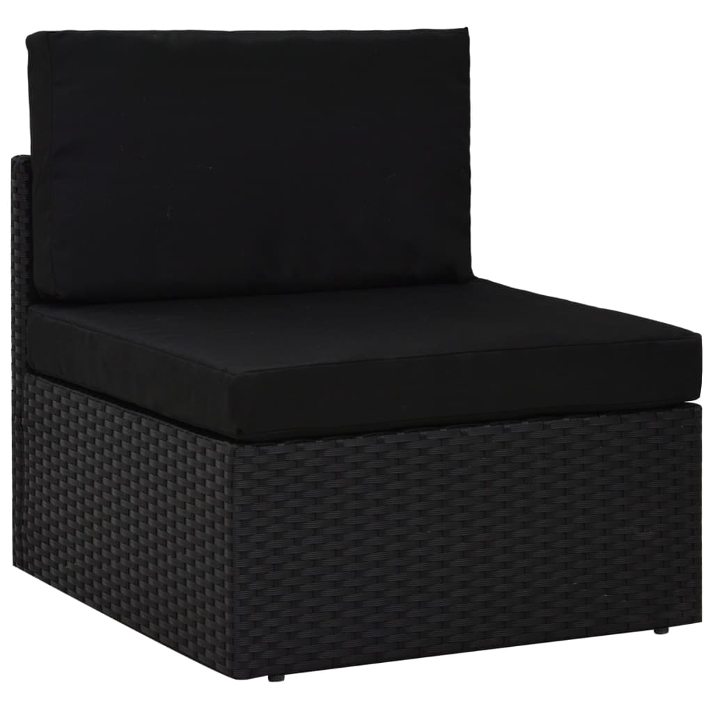 

vidaXL 5-delige Loungeset met kussens poly rattan zwart