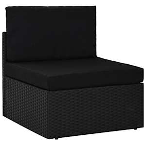 vidaXL 8-tlg. Garten-Lounge-Set mit Kissen Schwarz Poly Rattan
