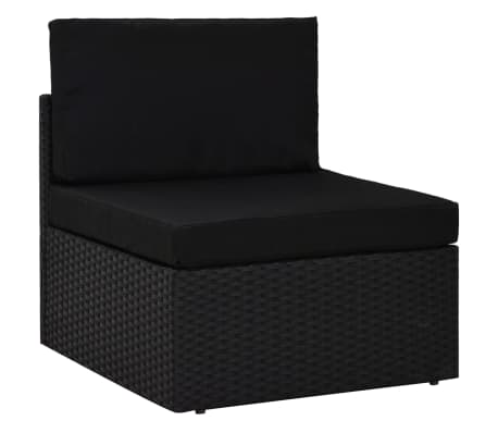 vidaXL 6 Piece Garden Lounge Set with Cushions Black Poly Rattan