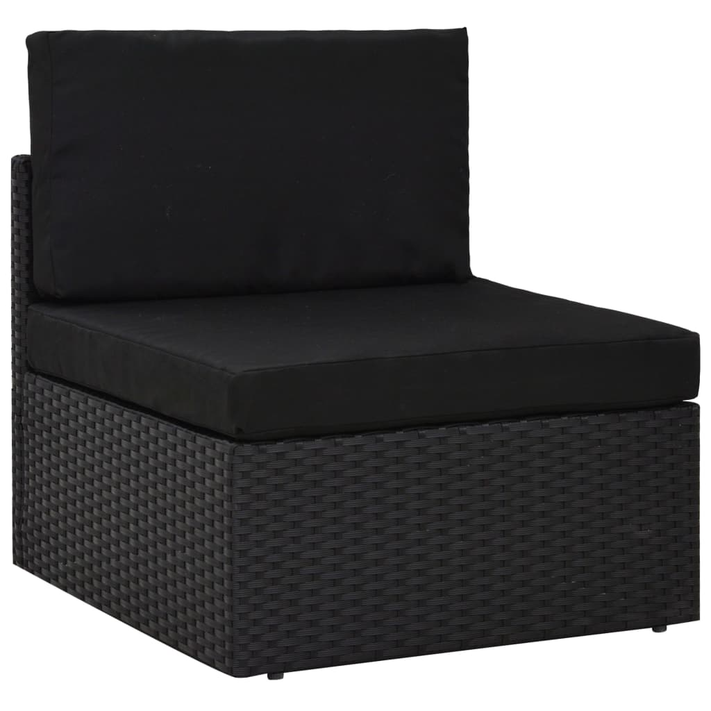 

vidaXL 6-delige Loungeset met kussens poly rattan zwart