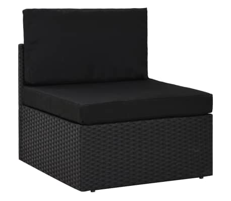vidaXL Set mobilier de grădină, 8 piese, negru, poliratan