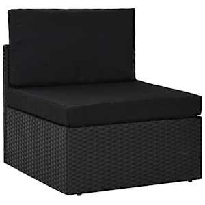vidaXL 11-tlg. Garten-Lounge-Set mit Kissen Schwarz Poly Rattan