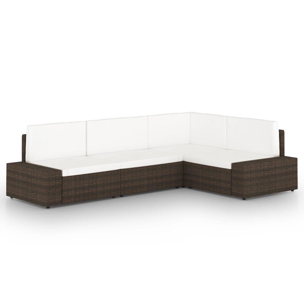 vidaXL Set mobilier de grădină, 4 piese, maro, poliratan