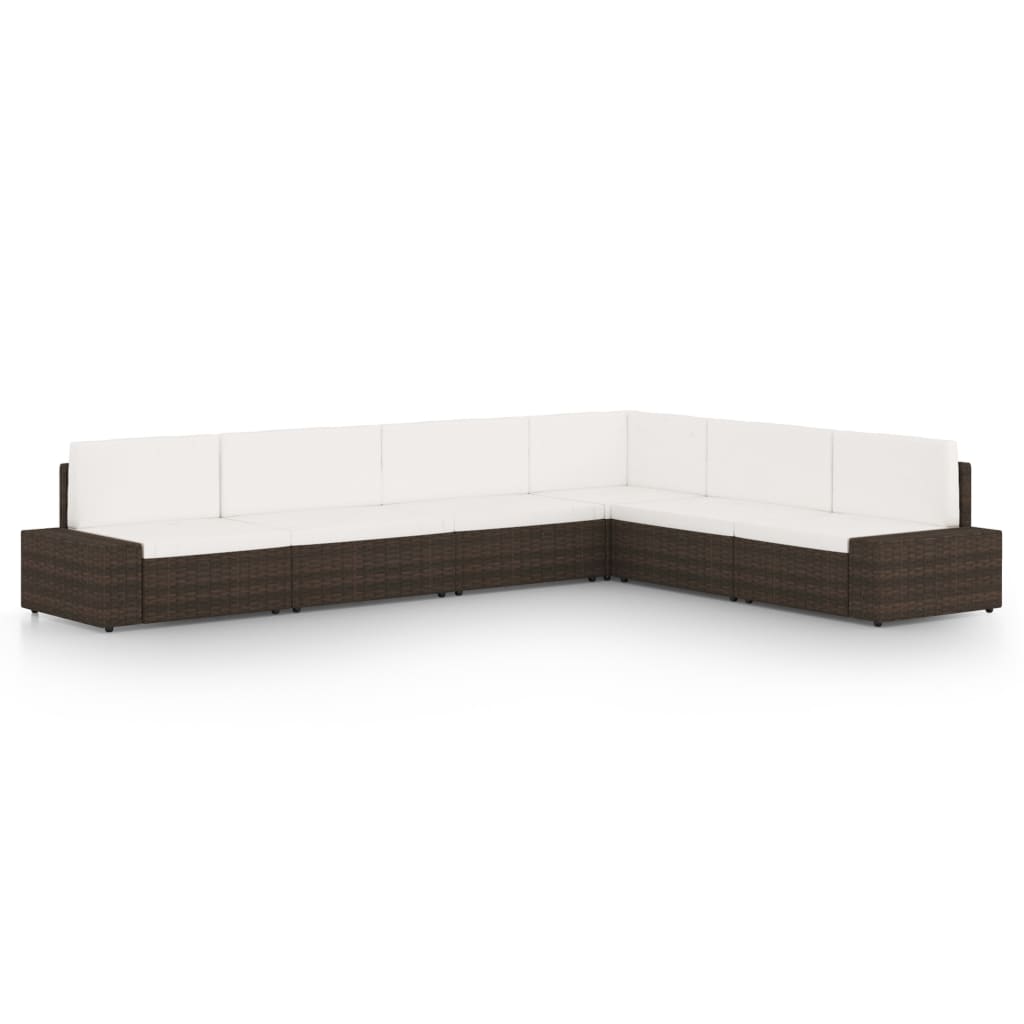 vidaXL 6-tlg. Garten-Lounge-Set mit Kissen Braun Poly Rattan