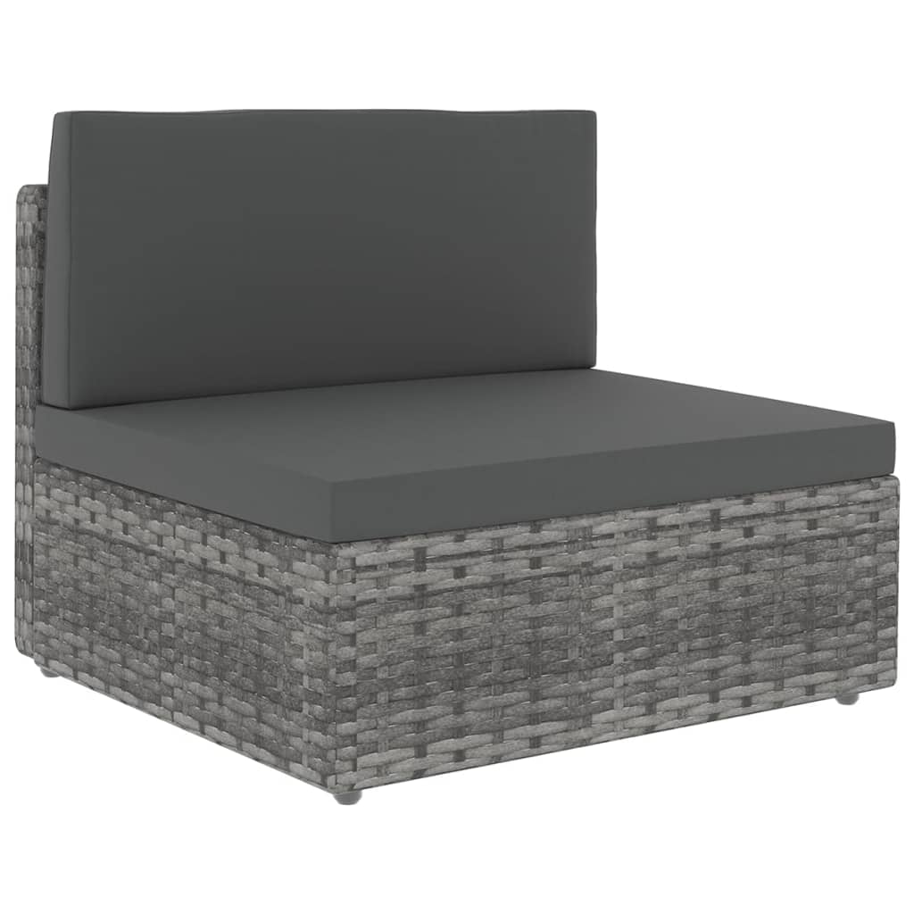 

vidaXL 5-delige Loungeset met kussens poly rattan grijs
