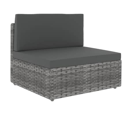 vidaXL 6-delige Loungeset met kussens poly rattan grijs