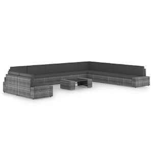 Vrtna sedežna garnitura 11-delna z blazinami siv poli ratan