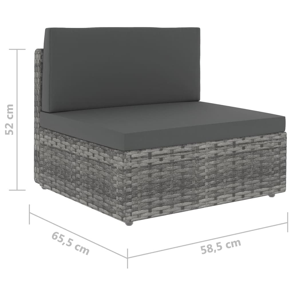 Set mobilier de grădină cu perne, 8 piese, gri, poliratan