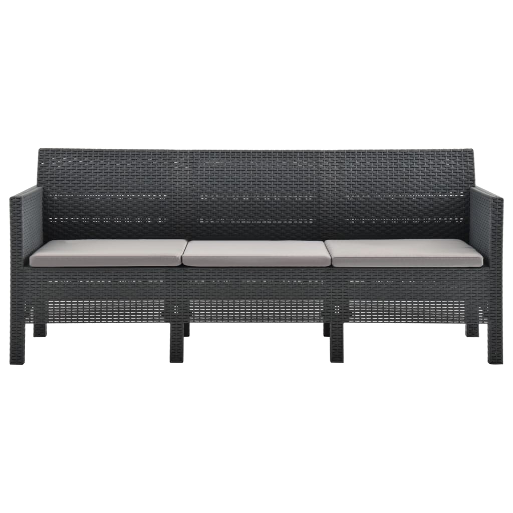 Sofa ogrodowa 3-osobowa z poduszkami - antracytowy, 181x65x76 cm