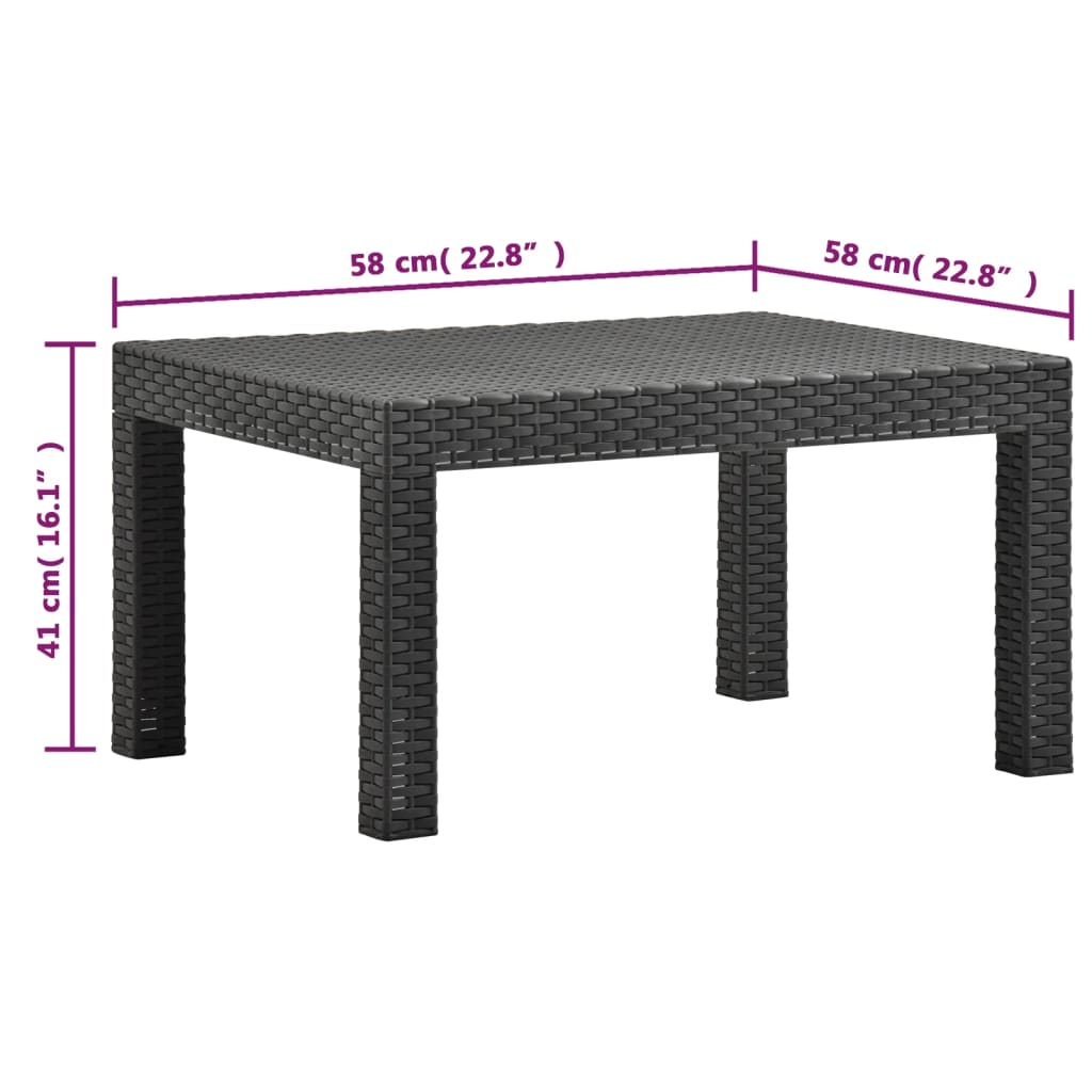 Set mobilier de grădină cu perne, 3 piese, antracit, PP ratan