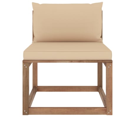 vidaXL Canapé de milieu palette de jardin avec coussins beige