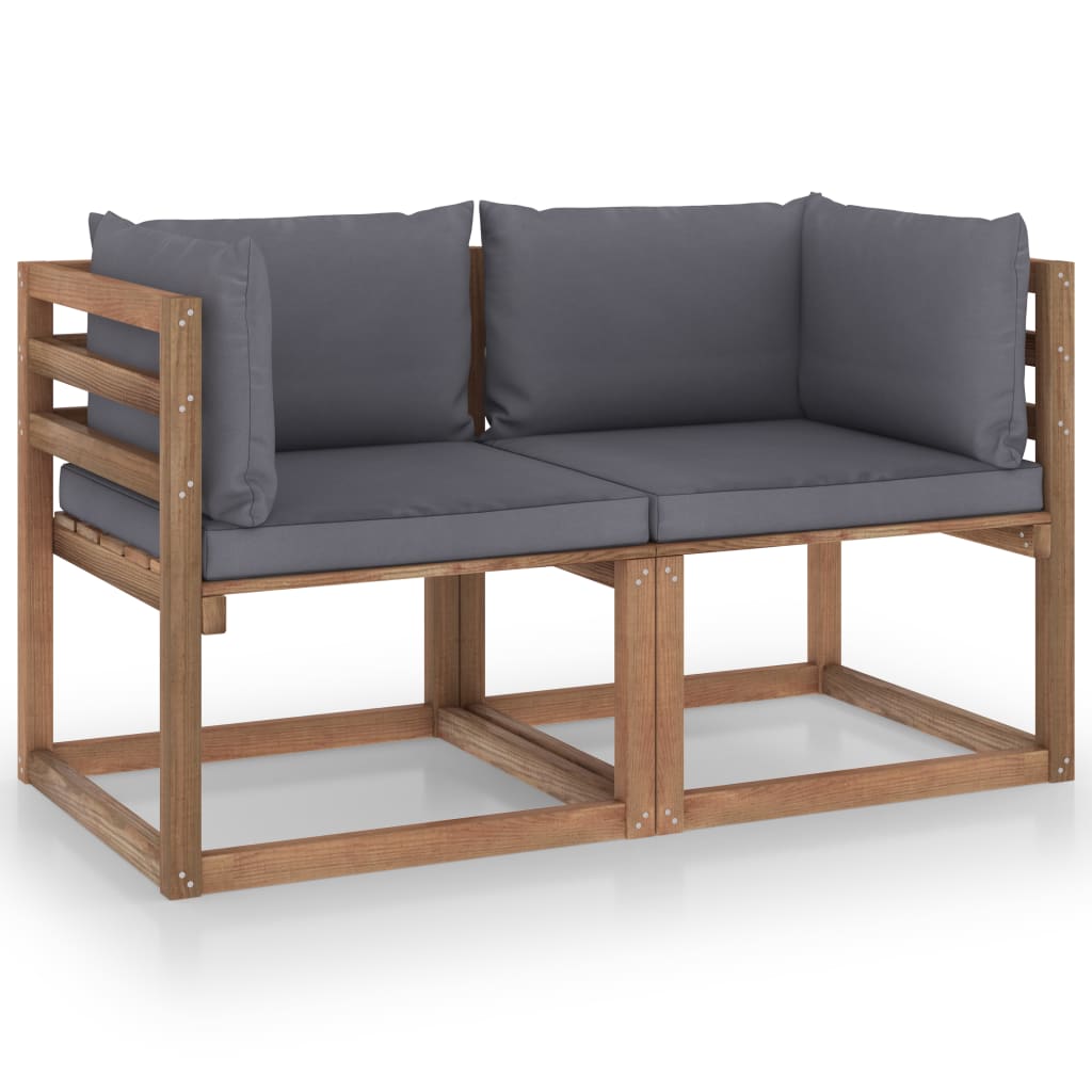 Sofa ogrodowa 2-osobowa, brązowa, drewno sosnowe, 64x64x70 cm