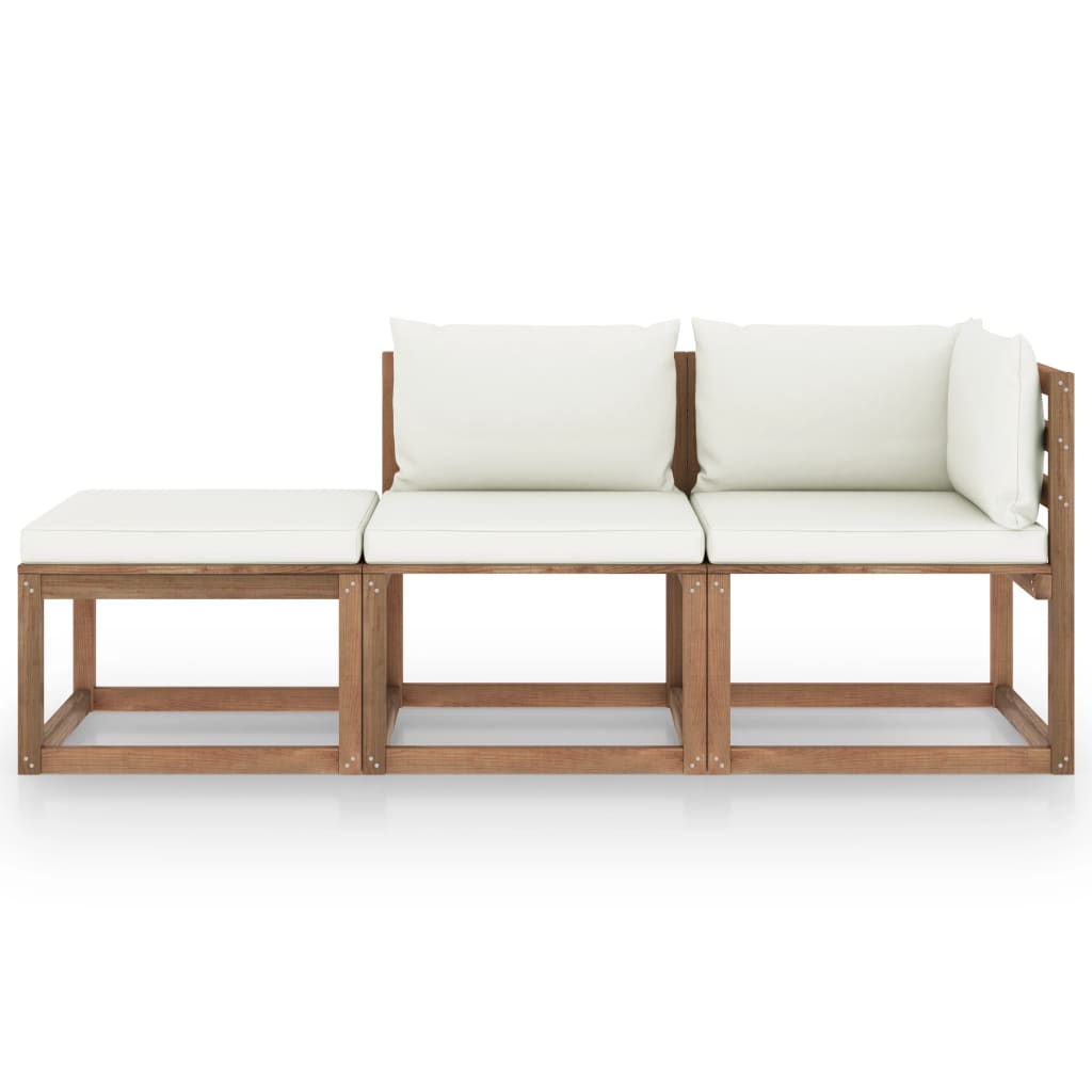 

vidaXL 3-delige Loungeset pallet met kussens geïmpregneerd grenenhout