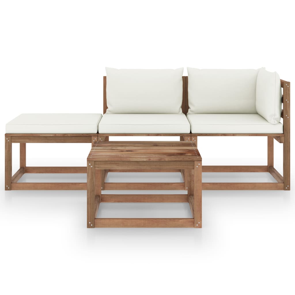 

vidaXL 4-delige Loungeset pallet met kussens geïmpregneerd grenenhout
