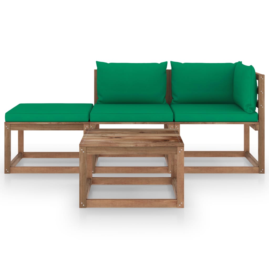 

vidaXL 4-delige Loungeset pallet met kussens geïmpregneerd grenenhout