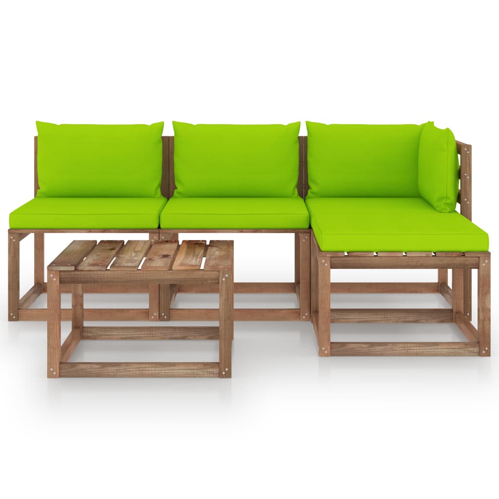 5-tlg. Garten-Lounge-Set aus Paletten mit Kissen Kiefernholz kaufen 2