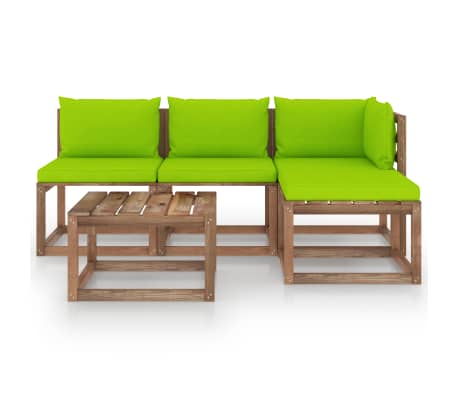 vidaXL 5-tlg. Garten-Lounge-Set aus Paletten mit Kissen Kiefernholz