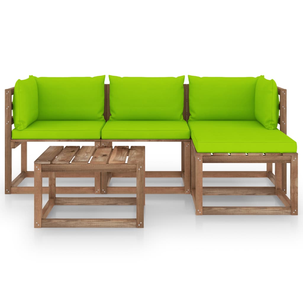 

vidaXL 5-delige Loungeset met heldergroene kussens