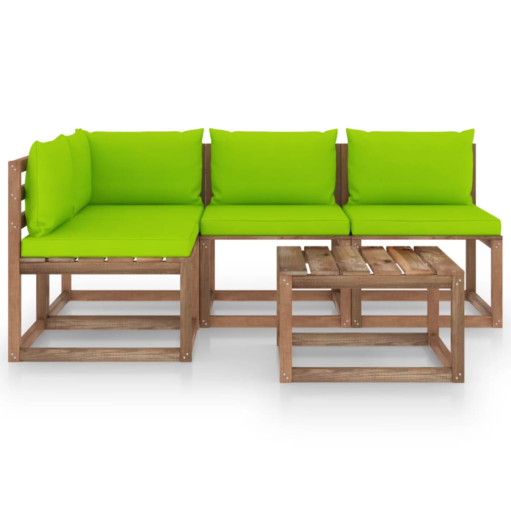 Vidaxl Set Mobilier De Gradina Cu Perne Verde Aprins, 5 Piese