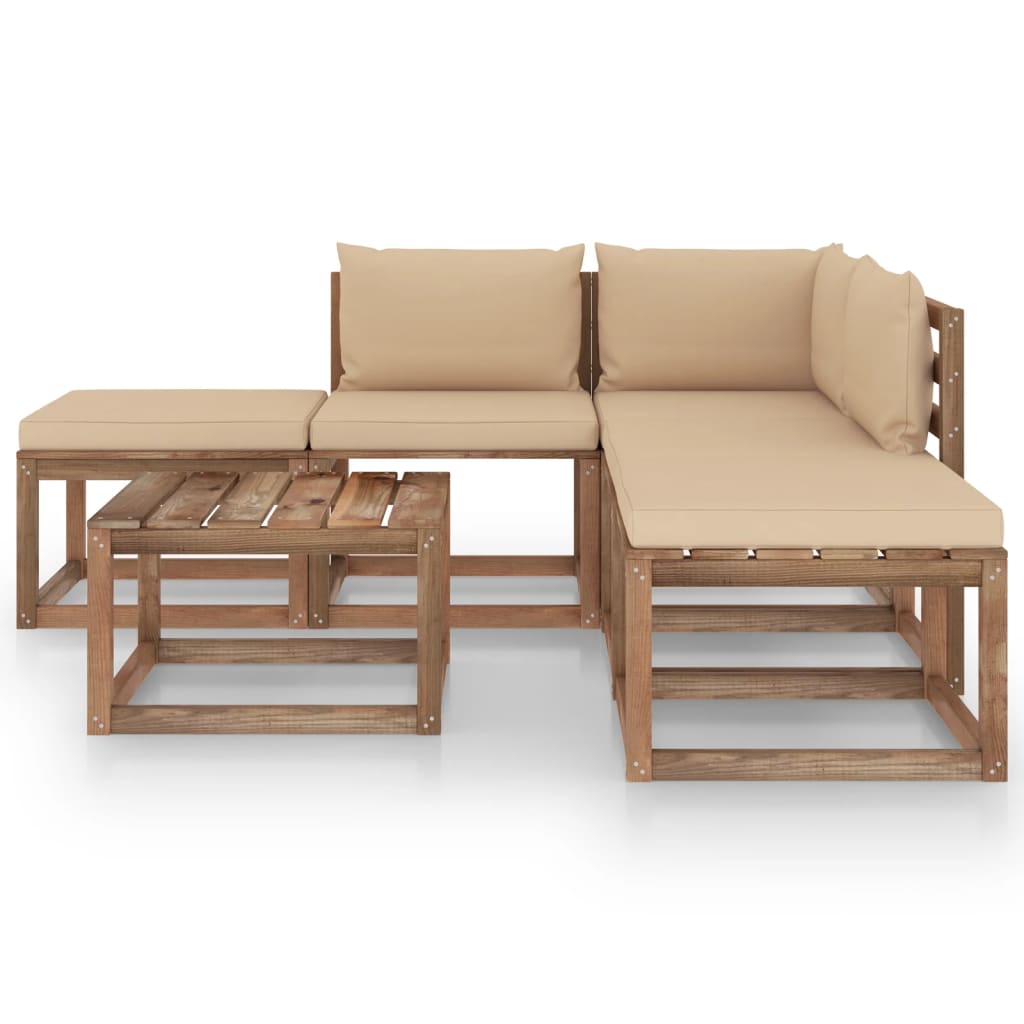 

vidaXL 6-delige Loungeset met beige kussens