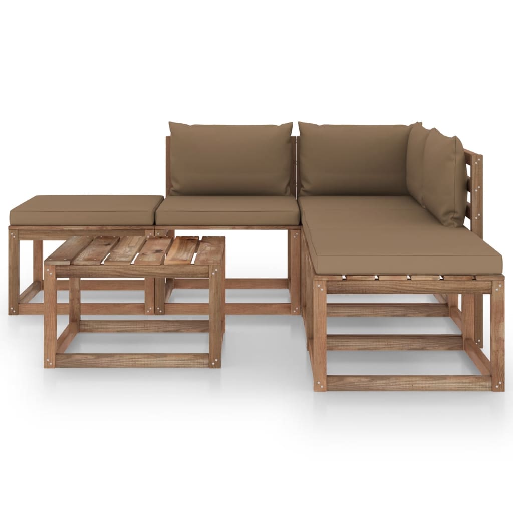 

vidaXL 6-delige Loungeset met taupe kussens