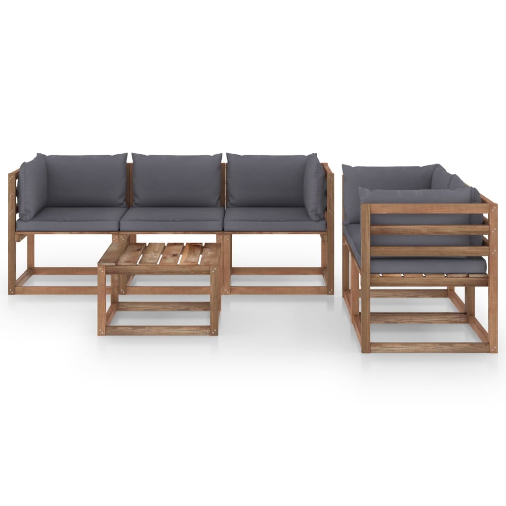 vidaXL 6-tlg. Garten-Lounge-Set mit Anthrazit Kissen