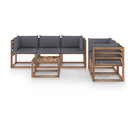 vidaXL 6-tlg. Garten-Lounge-Set mit Anthrazit Kissen