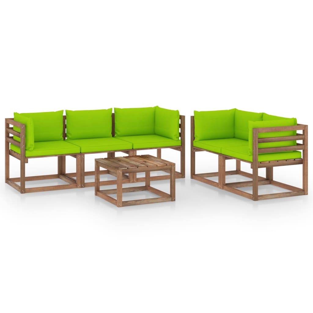 vidaXL Set mobilier de grădină cu perne verde aprins, 6 piese