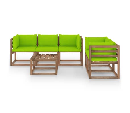 vidaXL 6-tlg. Garten-Lounge-Set mit Hellgrünen Kissen