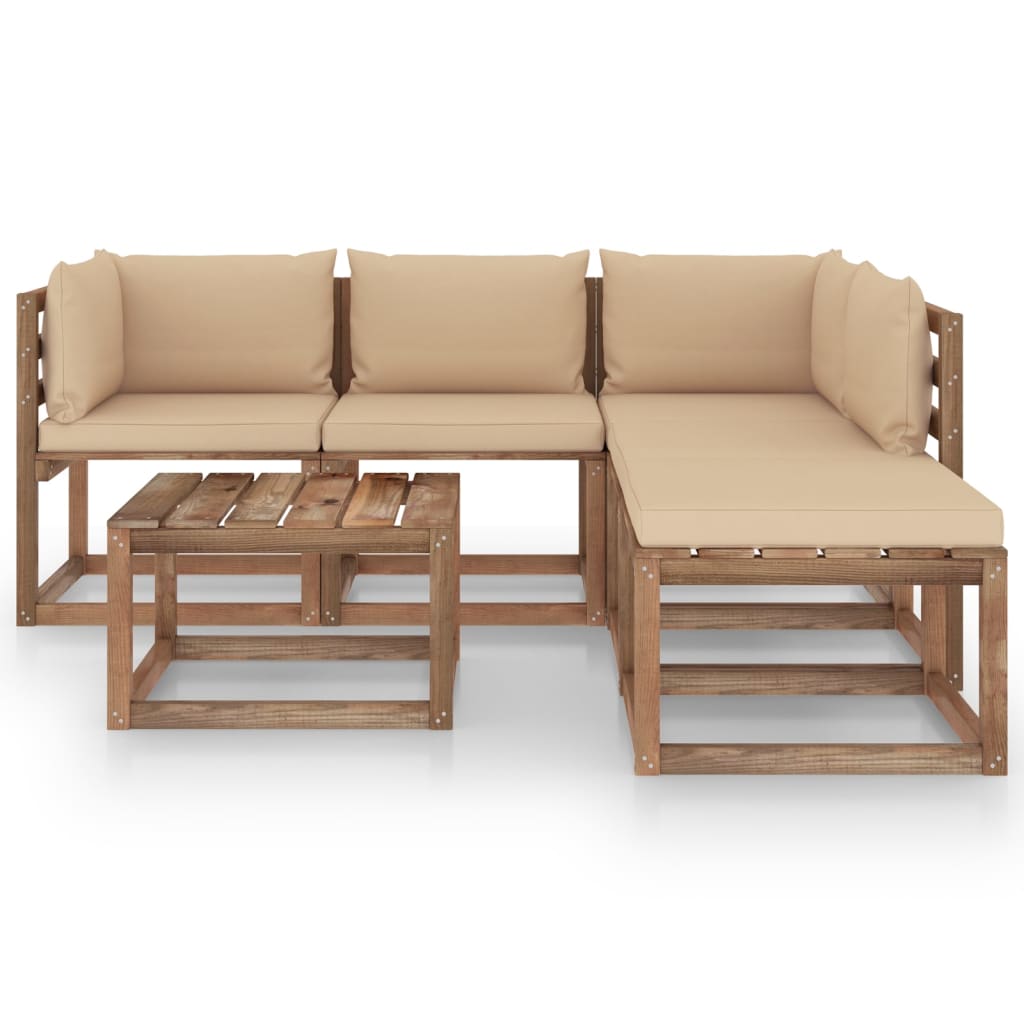 

vidaXL 6-delige Loungeset pallet met kussens geïmpregneerd grenenhout