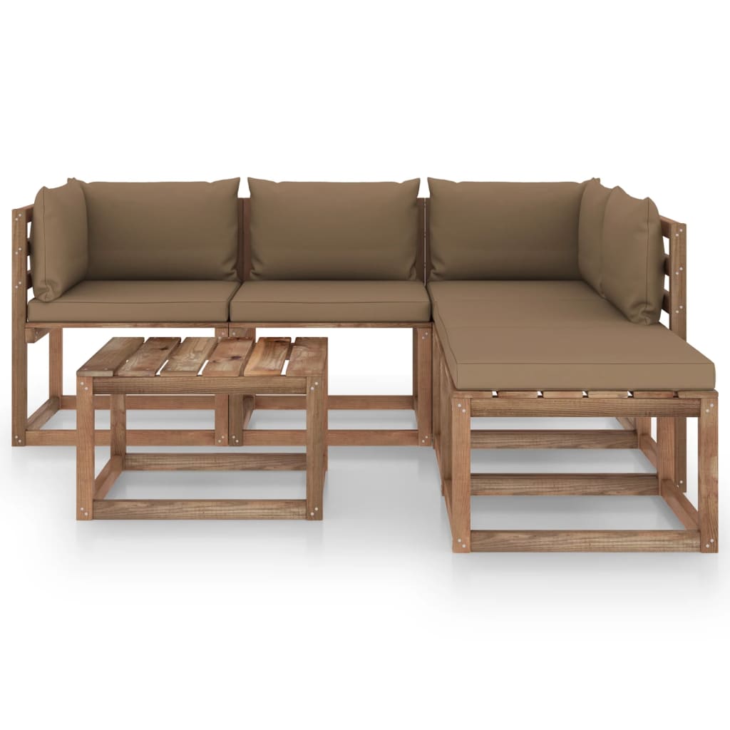 

vidaXL 6-delige Loungeset pallet met kussens geïmpregneerd grenenhout