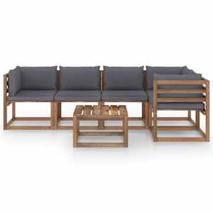 vidaXL Set mobilier de grădină cu perne, 6 piese, lemn pin tratat