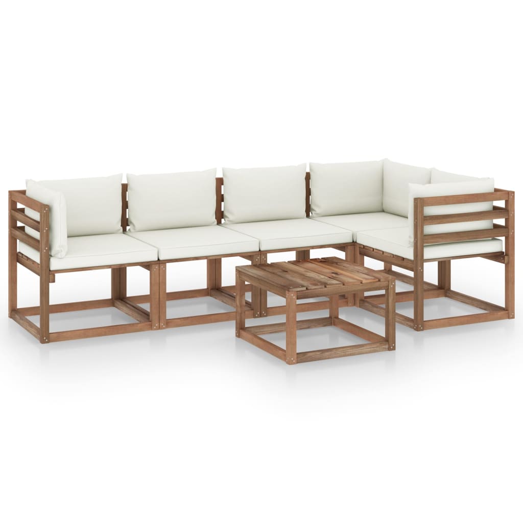 vidaXL 6-tlg. Garten-Lounge-Set aus Paletten mit Kissen Kiefernholz