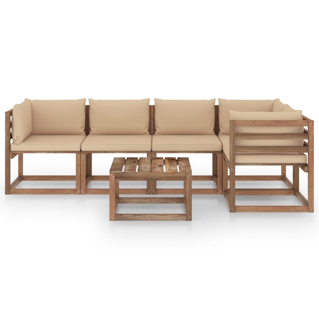 

vidaXL 6-delige Loungeset pallet met kussens geïmpregneerd grenenhout