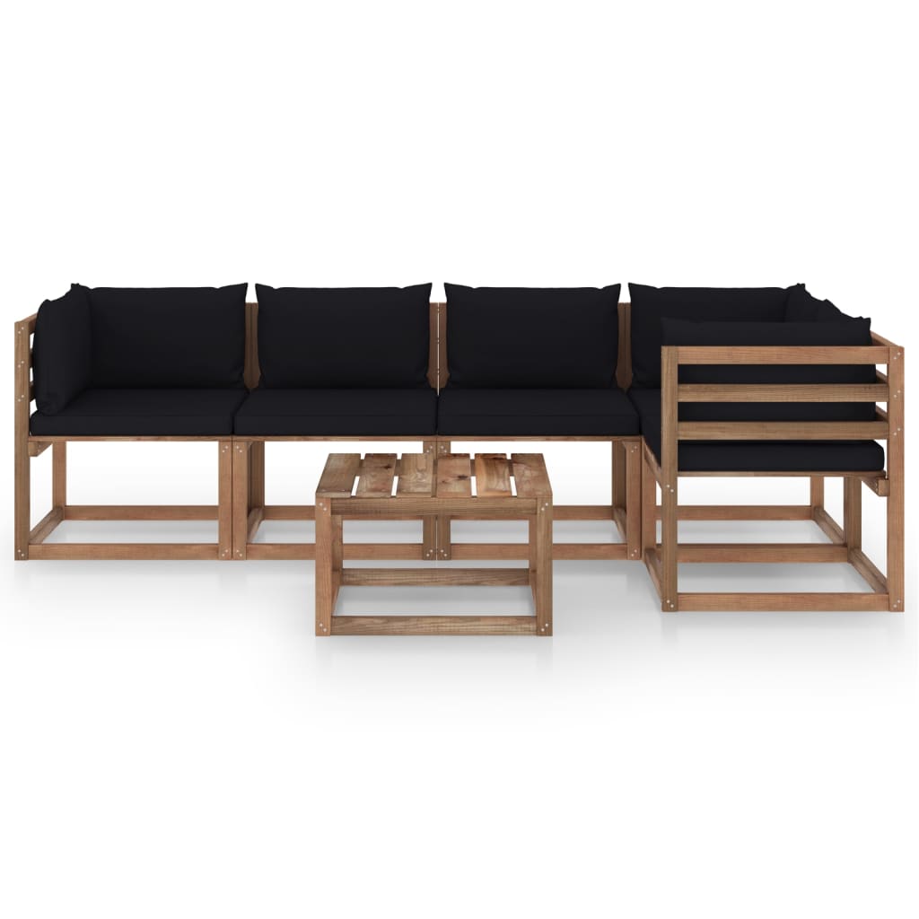 vidaXL 6-tlg. Garten-Lounge-Set aus Paletten mit Kissen Kiefernholz