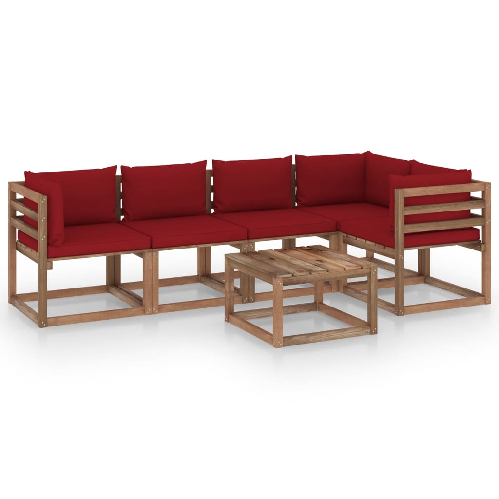 vidaXL 6-tlg. Garten-Lounge-Set aus Paletten mit Kissen Kiefernholz