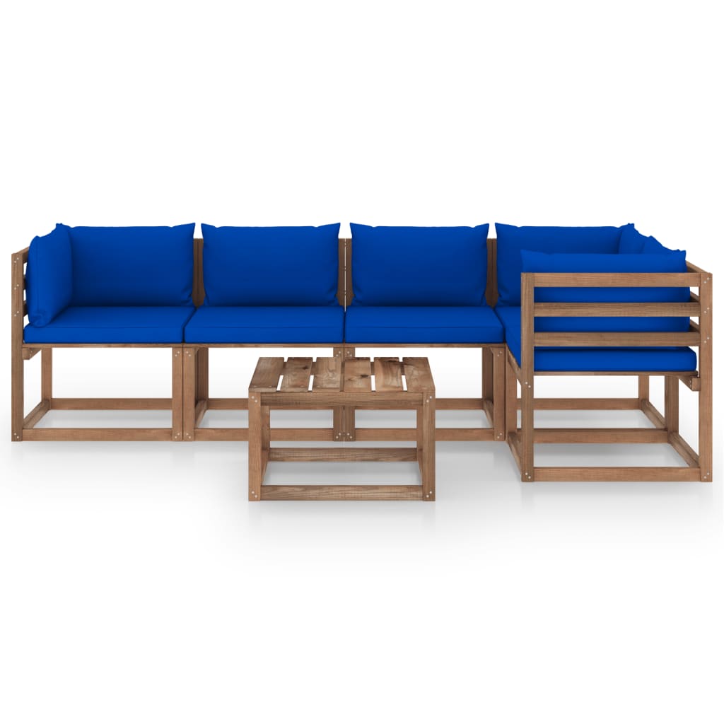 vidaXL 6-tlg. Garten-Lounge-Set aus Paletten mit Kissen Kiefernholz