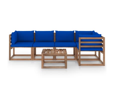 vidaXL 6-tlg. Garten-Lounge-Set aus Paletten mit Kissen Kiefernholz