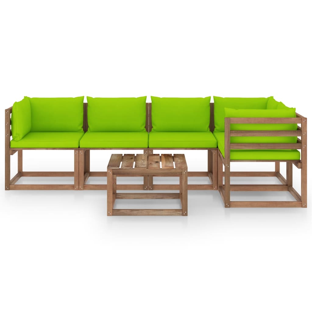 vidaXL 6-tlg. Garten-Lounge-Set aus Paletten mit Kissen Kiefernholz