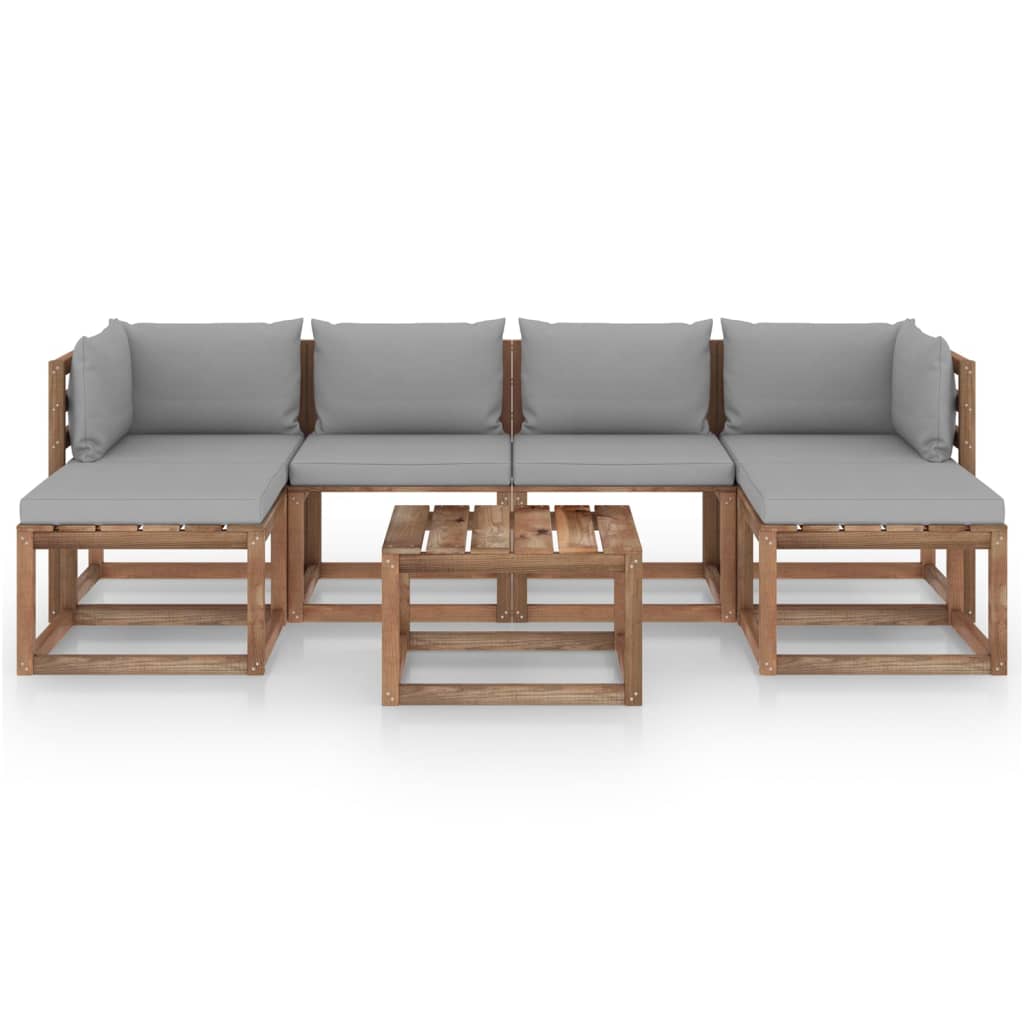 

vidaXL 7-delige Loungeset pallet met kussens geïmpregneerd grenenhout